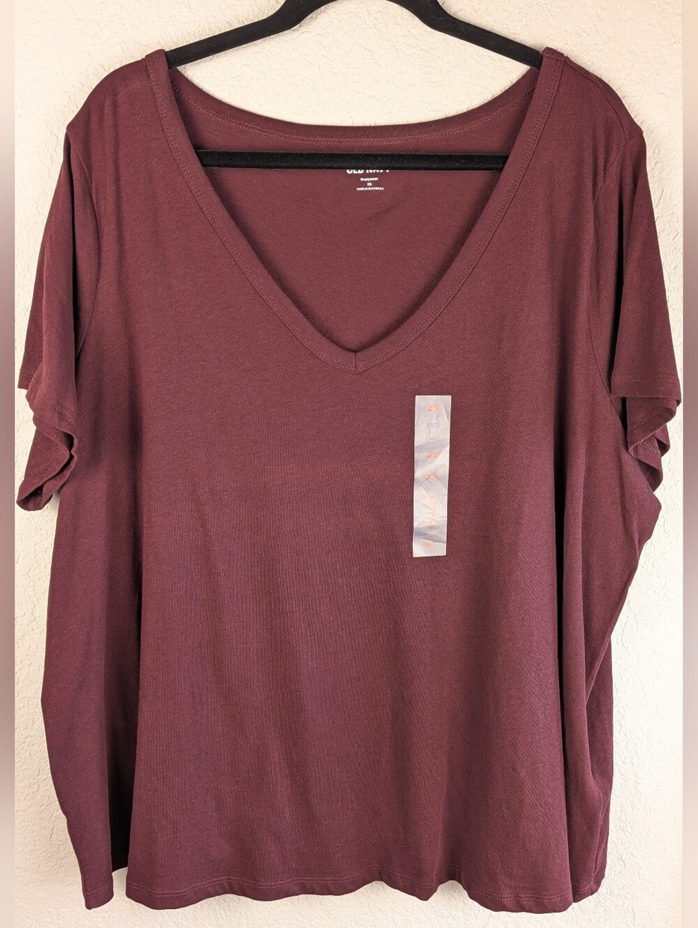 NWT Old Navy Everywear Tee 2X Burgundy 100% Cotton Short Sleeve Capsule Basic